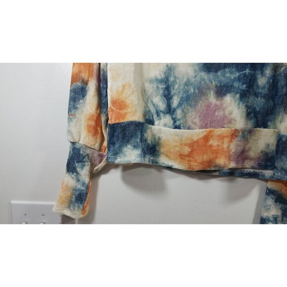 June & Hudson Blue Orange Tie Dye Cropped Lightweight Sweater size L - Picture 4 of 11